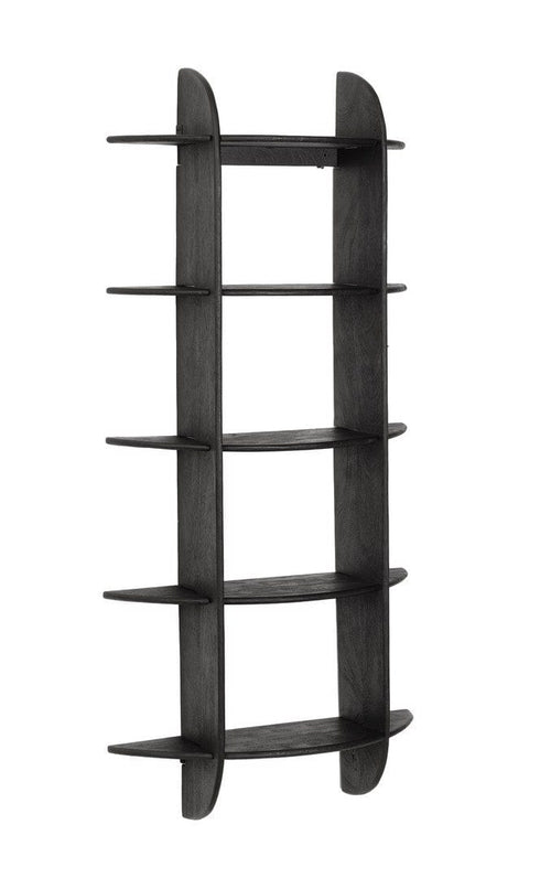 Etajera suspendata din lemn de mango, Westwood 5S Negru, l70xA22xH160 cm