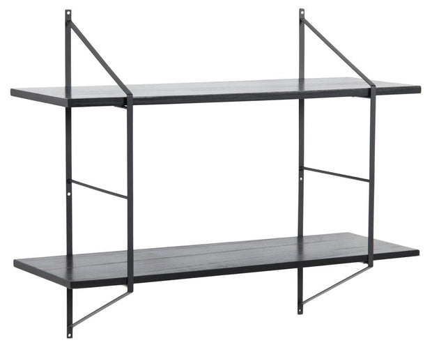 Actona Etajera suspendata din lemn de paulownia si metal, Belfast 2S Negru, l76xA25,5xH63 cm