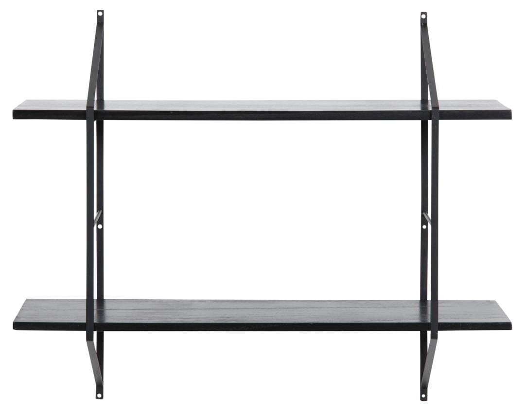 Actona Etajera suspendata din lemn de paulownia si metal, Belfast 2S Negru, l76xA25,5xH63 cm