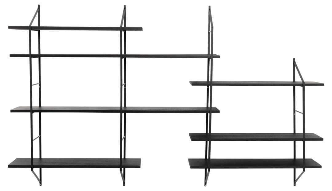 Actona Etajera suspendata din lemn de paulownia si metal, Belfast 7S Negru, l196xA25xH111 cm
