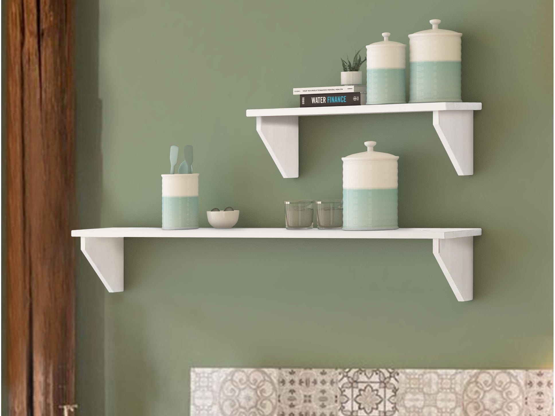 Dorel Home Etajera suspendata din lemn de pin, Anita Alb, L100xl15xH15 cm