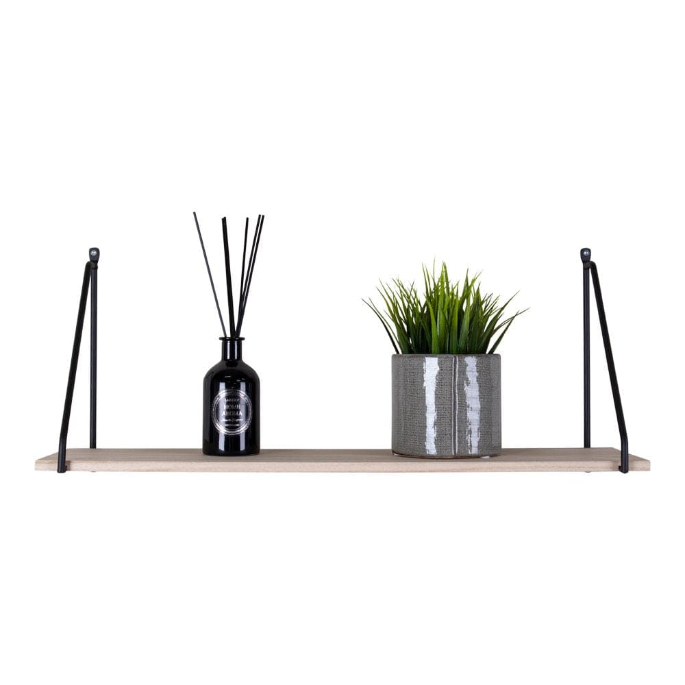 House Nordic Etajera suspendata din lemn si metal, Arnhem Natural / Negru, l65xA17xH27 cm
