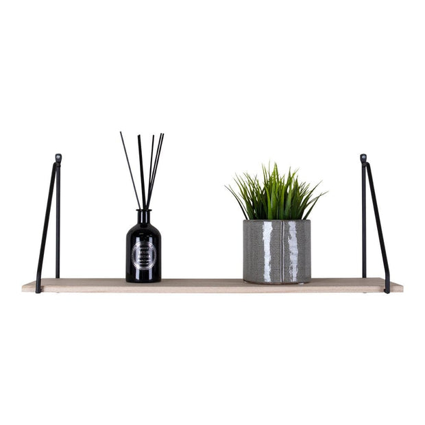 House Nordic Etajera suspendata din lemn si metal, Arnhem Natural / Negru, l65xA17xH27 cm