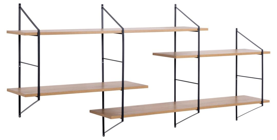 Actona Etajera suspendata din MDF si metal, Belfast 4S Natural / Negru, l191xA25,5xH79 cm