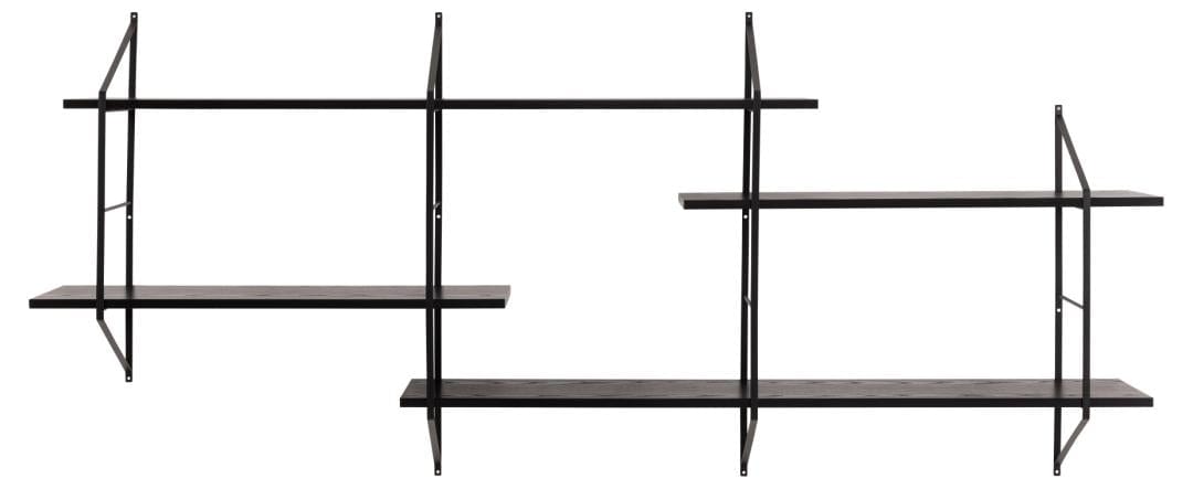Actona Etajera suspendata din MDF si metal, Belfast 4S Negru, l191xA25,5xH79 cm