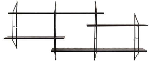 Actona Etajera suspendata din MDF si metal, Belfast 4S Negru, l191xA25,5xH79 cm