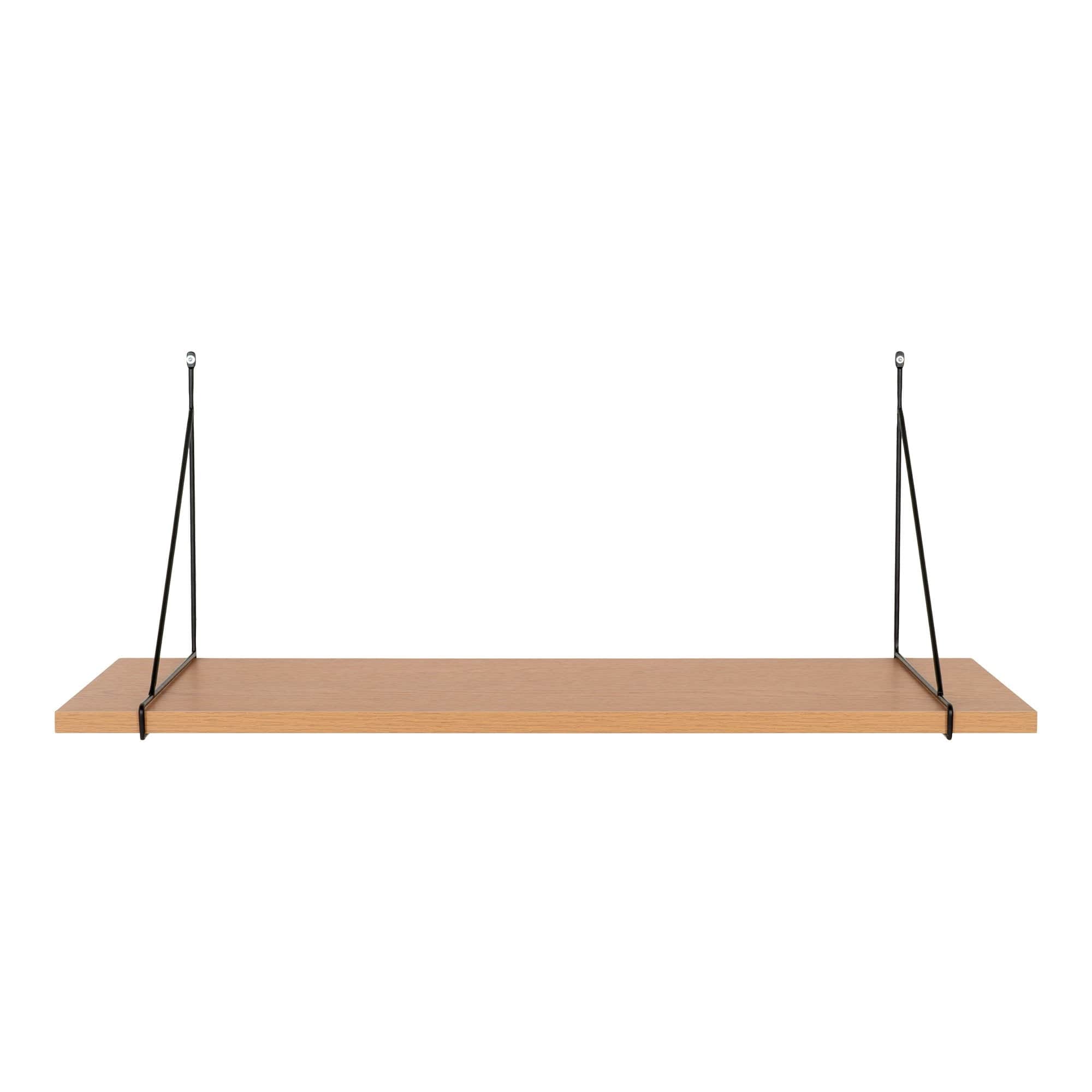 Etajera suspendata din MDF si metal, Chiba Natural / Negru, l80xA29xH31 cm