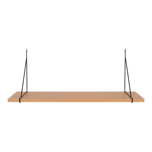 Etajera suspendata din MDF si metal, Chiba Natural / Negru, l80xA29xH31 cm