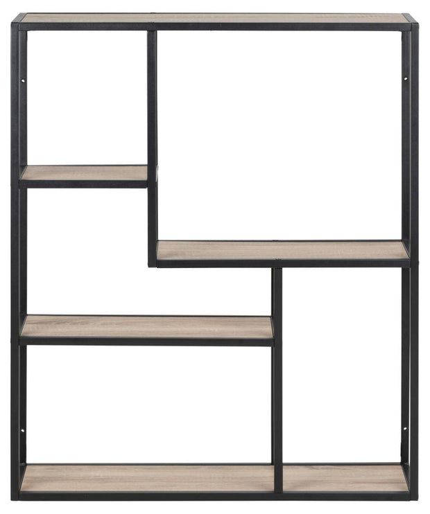 Actona Etajera suspendata din MDF si metal, Seaford 3S Natural / Negru, l75xA20xH91 cm