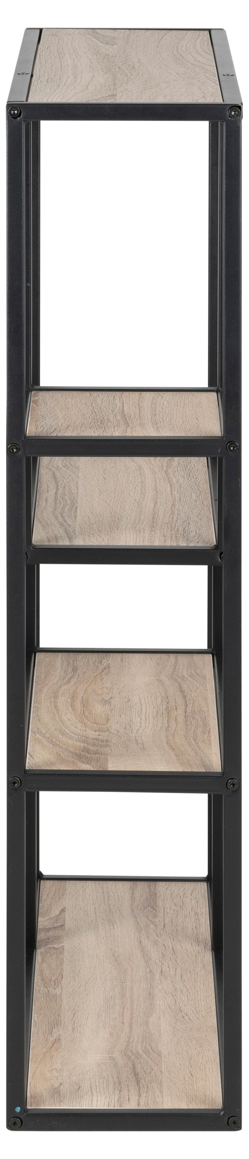 Actona Etajera suspendata din MDF si metal, Seaford 3S Natural / Negru, l75xA20xH91 cm