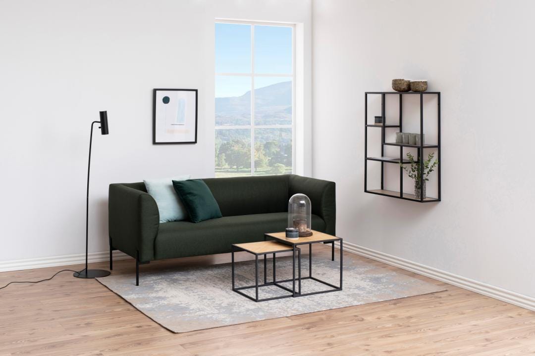 Actona Etajera suspendata din MDF si metal, Seaford 3S Natural / Negru, l75xA20xH91 cm