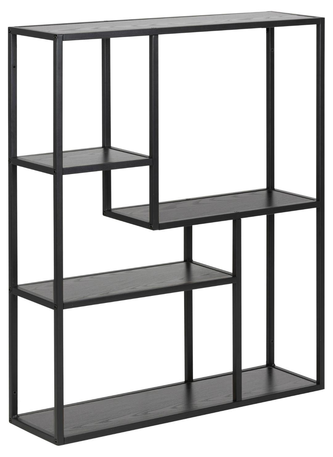 Actona Etajera suspendata din MDF si metal, Seaford 3S Negru, l75xA20xH91 cm