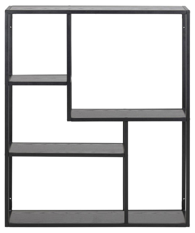 Actona Etajera suspendata din MDF si metal, Seaford 3S Negru, l75xA20xH91 cm