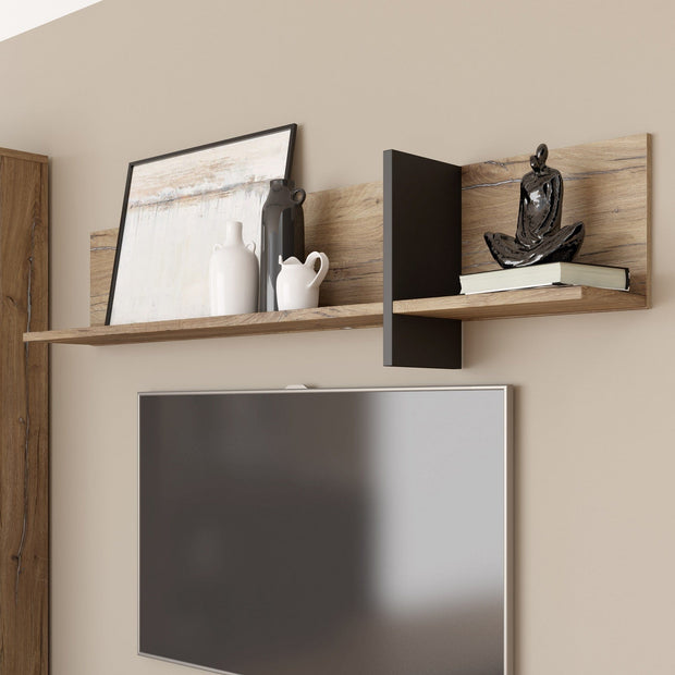 Forte Etajera suspendata din pal, Jokkaz Stejar Flagstaff / Negru, l160xA21,6xH39,4 cm