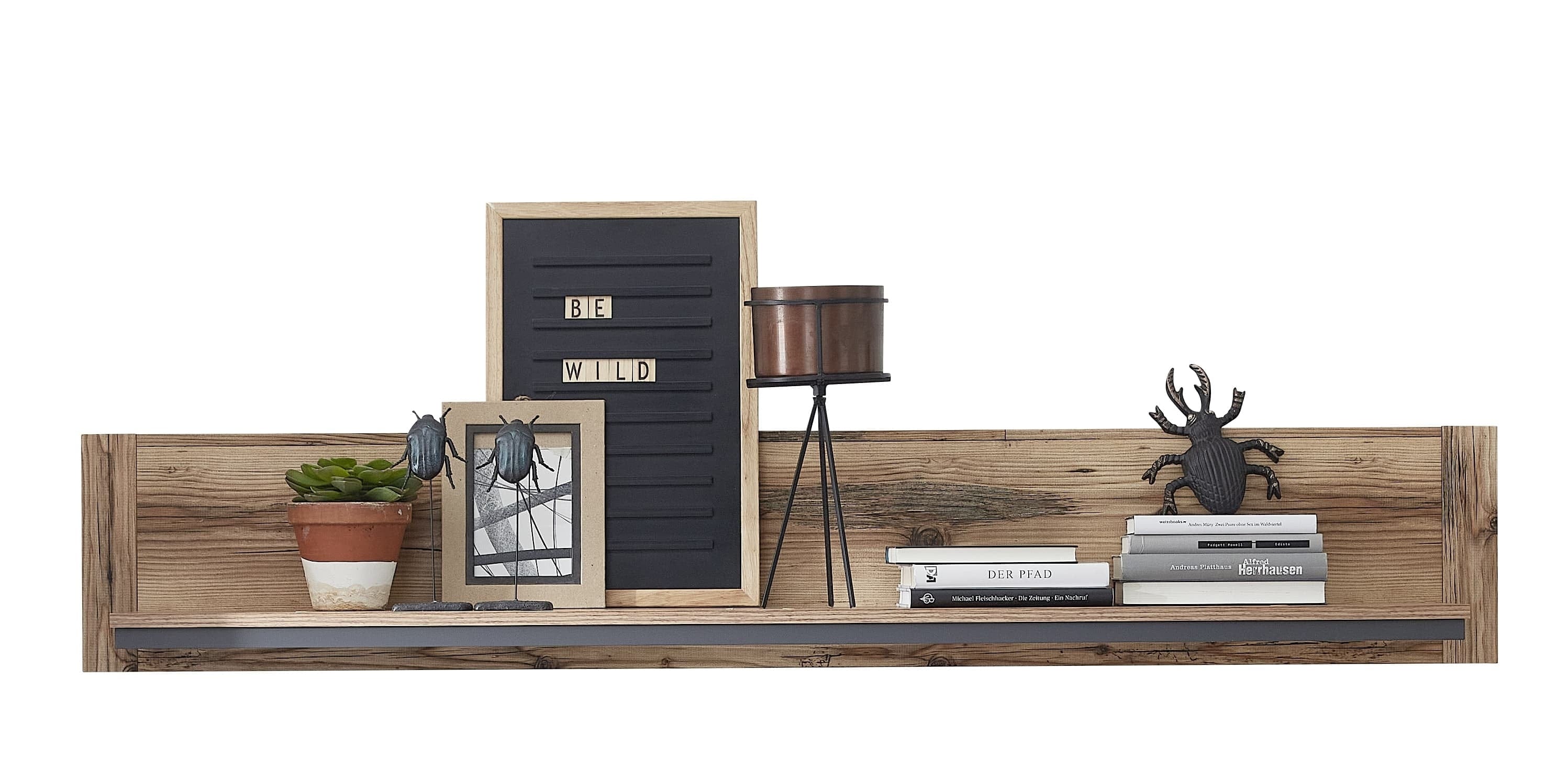 Etajera suspendata din pal Pato Large Natural / Grafit, l184xA22xH26 cm (3)