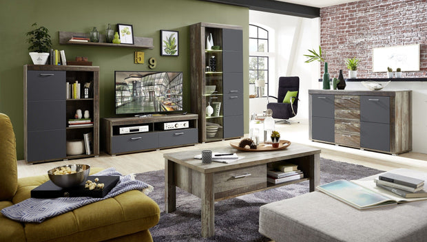 BFSummer Etajera suspendata din pal si MDF Krone Small Driftwood, l140xA22xH18 cm