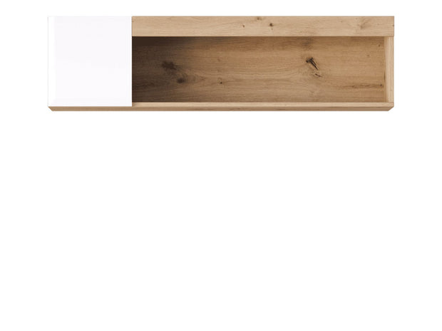 Vitorog Etajera suspendata din pal si MDF, Lotus Stejar Artisan / Alb, l138xA25xH36 cm