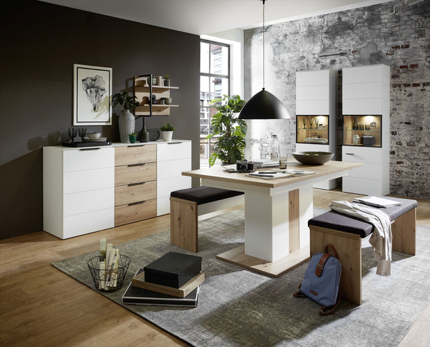 Etajera suspendata din pal si MDF Madeline Stejar / Negru, l60xA19xH50 cm (2)