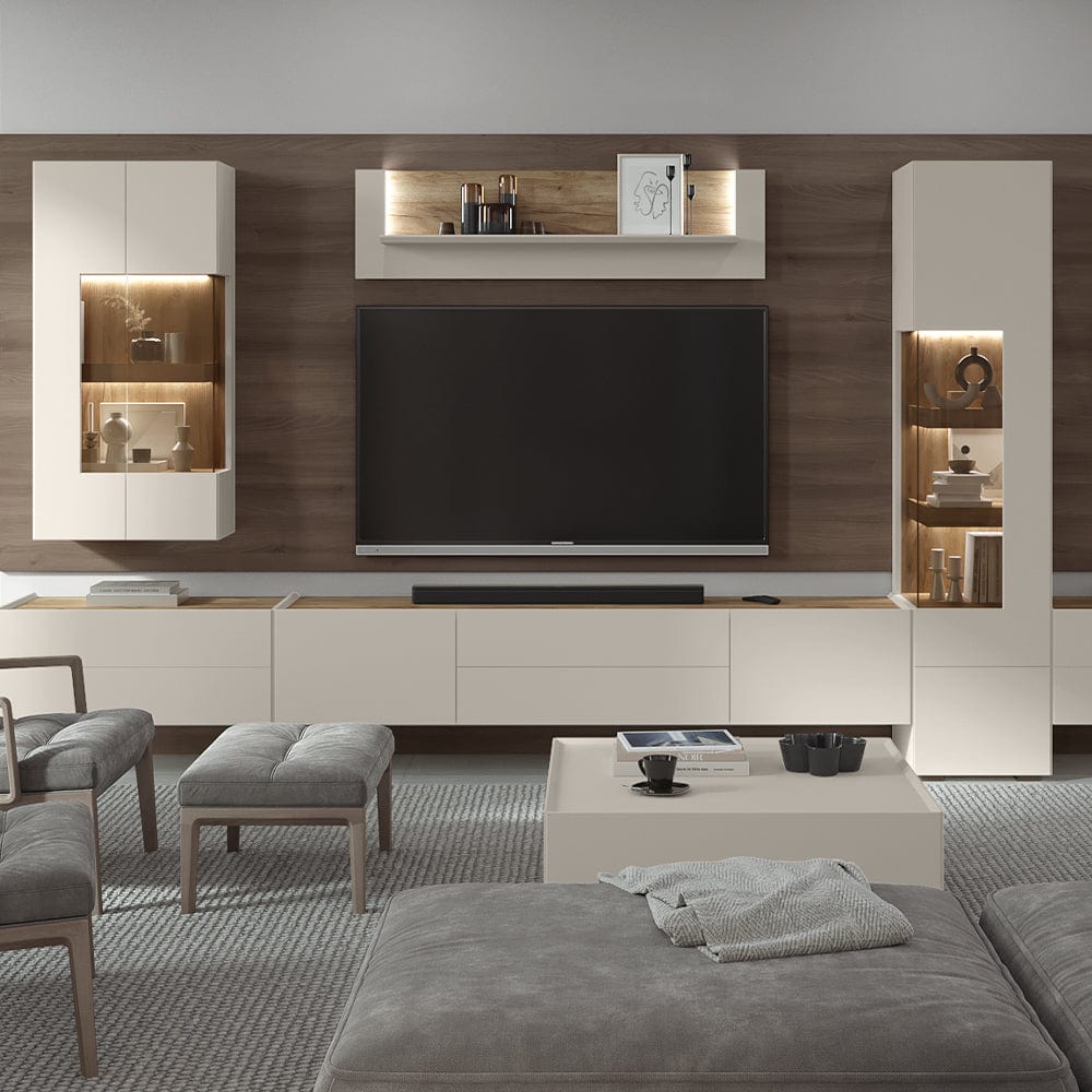 Etajera suspendata din pal si MDF, Sky Large VP140/S45 Crem / Stejar Tobacco, l140xA22xH37 cm (2)