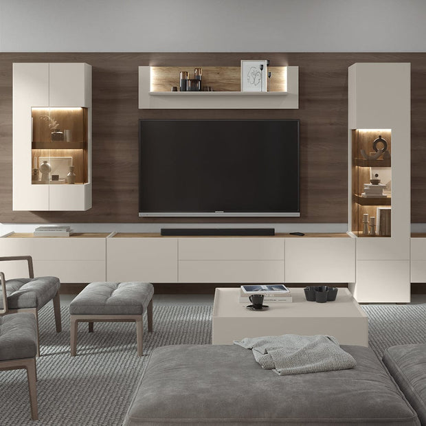 Etajera suspendata din pal si MDF, Sky Large VP140/S45 Crem / Stejar Tobacco, l140xA22xH37 cm (2)