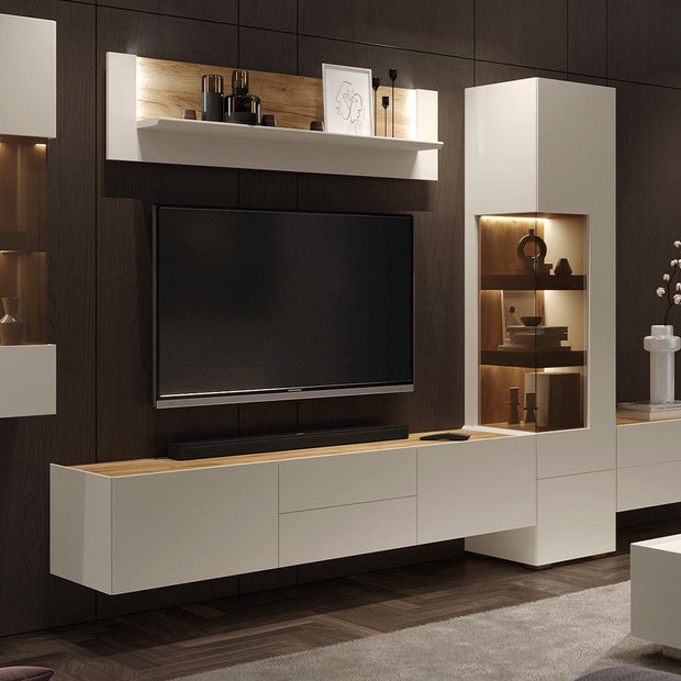 Etajera suspendata din pal si MDF, Sky Large VP140/S45 Crem / Stejar Tobacco, l140xA22xH37 cm (3)