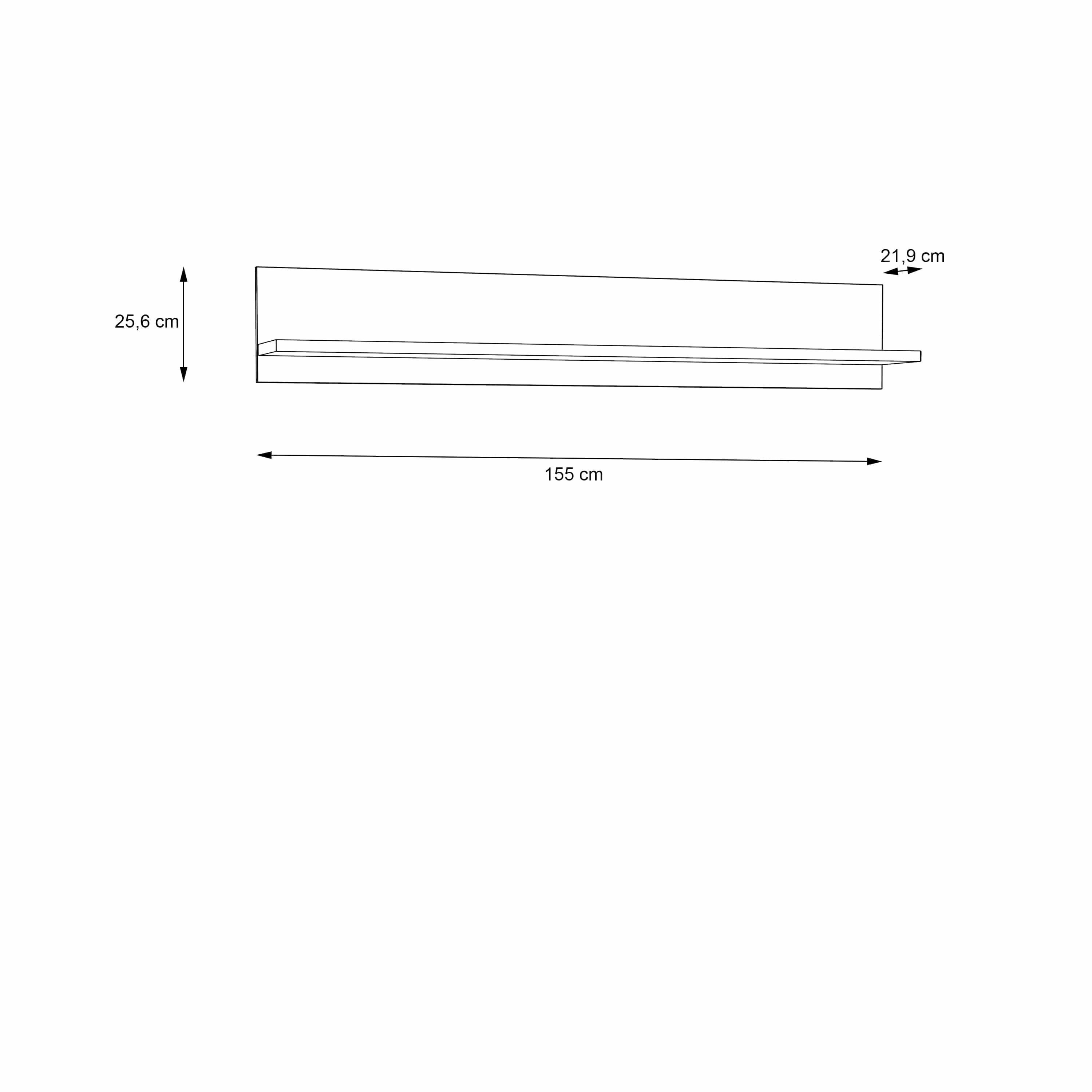 Forte Etajera suspendata din pal, Wafi Stejar / Alb, l155xA21,9xH25,6 cm