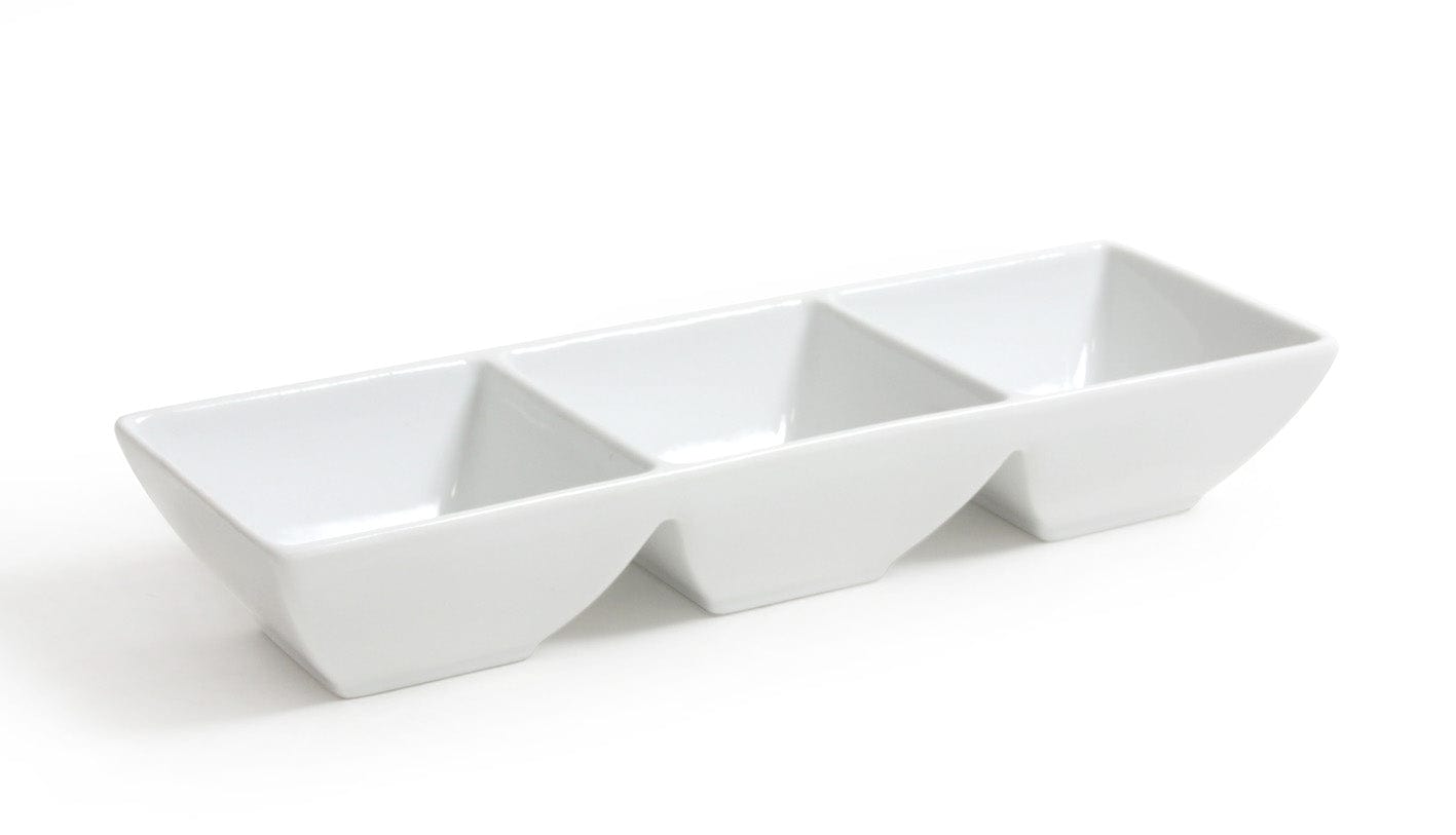 Inde Soler Hispania Farfurie compartimentata din portelan, Jimena Alb, L27xl9,3xH4,7 cm