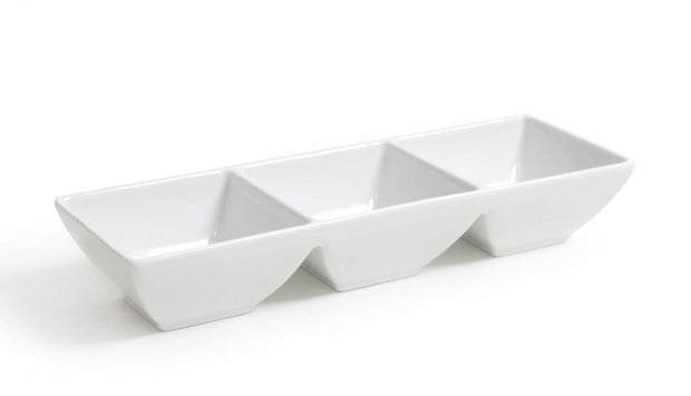 Inde Soler Hispania Farfurie compartimentata din portelan, Jimena Alb, L27xl9,3xH4,7 cm