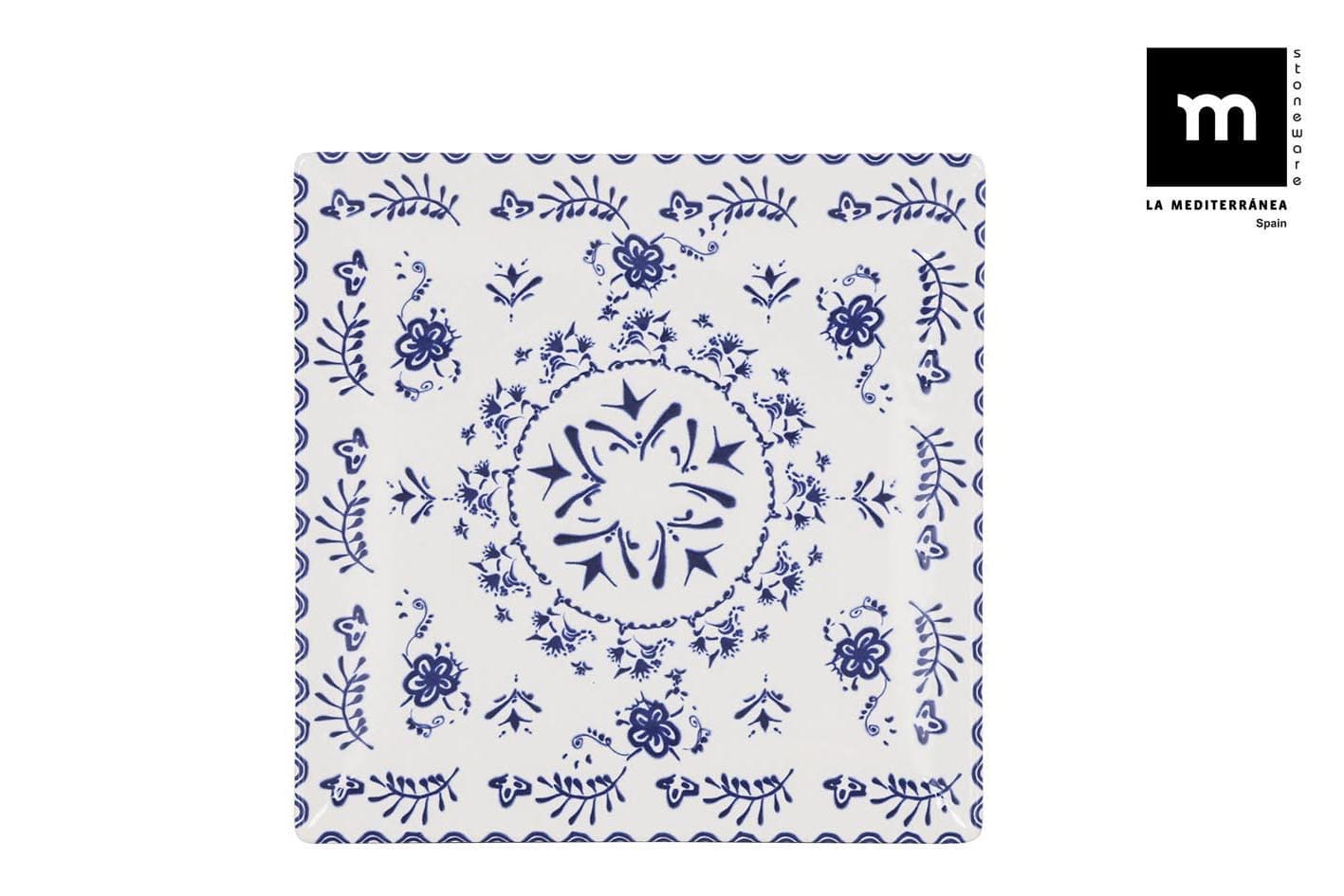 Inde Soler Hispania Farfurie din ceramica, Blur Albastru, L18xl18xH2 cm