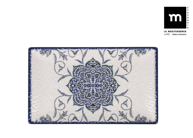 Farfurie din ceramica, Rosetta Multicolor, L25xl15xH1,8 cm