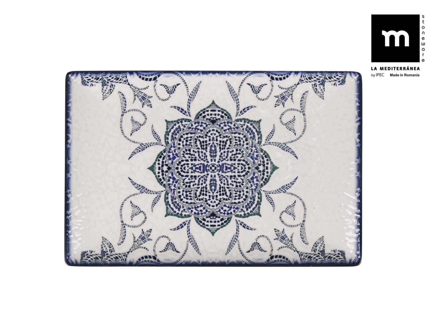 Farfurie din ceramica, Rosetta Multicolor, L30xl20xH2,5 cm