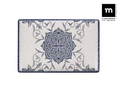 Farfurie din ceramica, Rosetta Multicolor, L30xl20xH2,5 cm