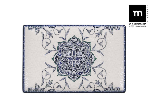 Farfurie din ceramica, Rosetta Multicolor, L30xl20xH2,5 cm