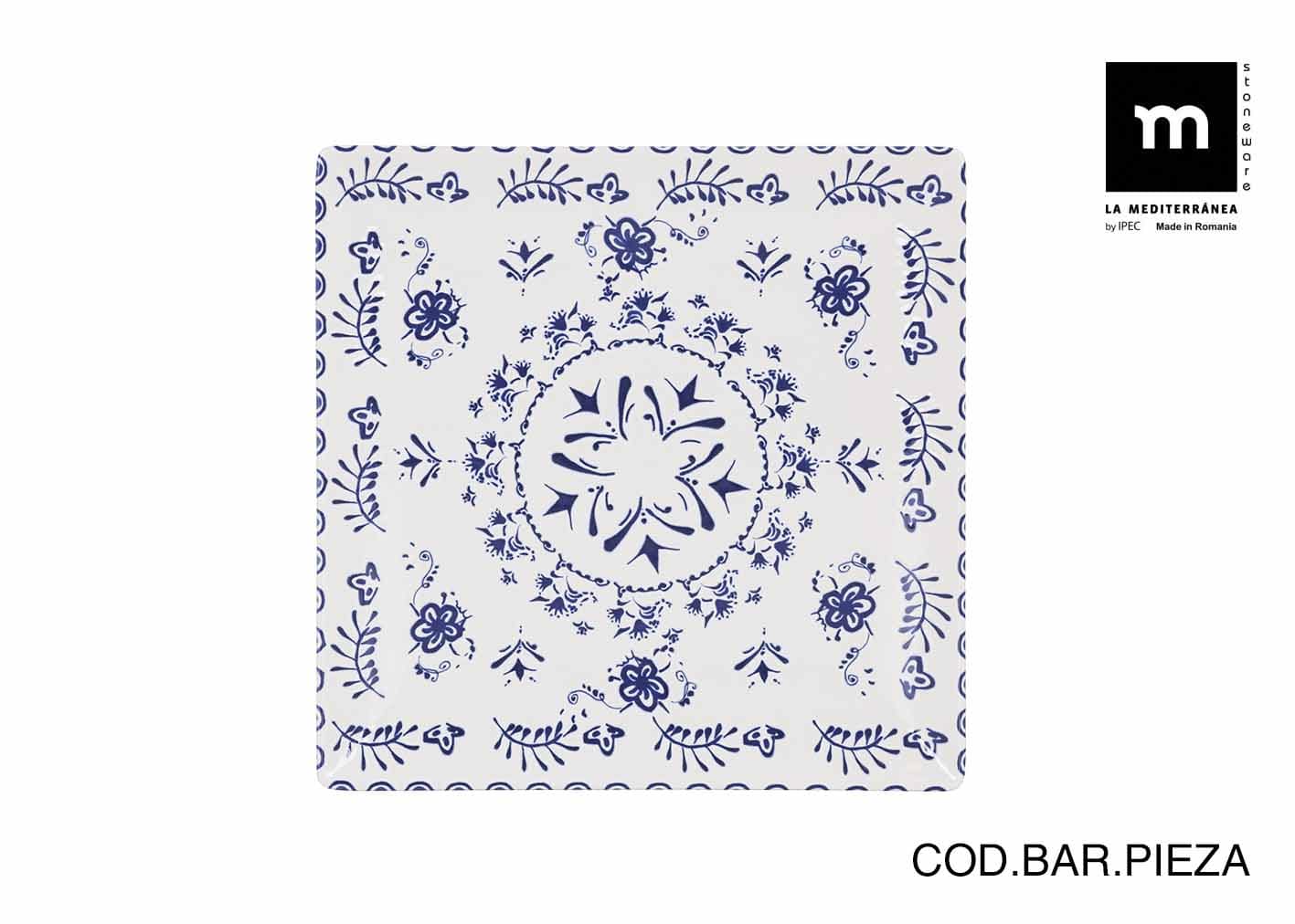 Inde Soler Hispania Farfurie pentru cina, din ceramica, Blur Albastru, L24xl24xH2 cm