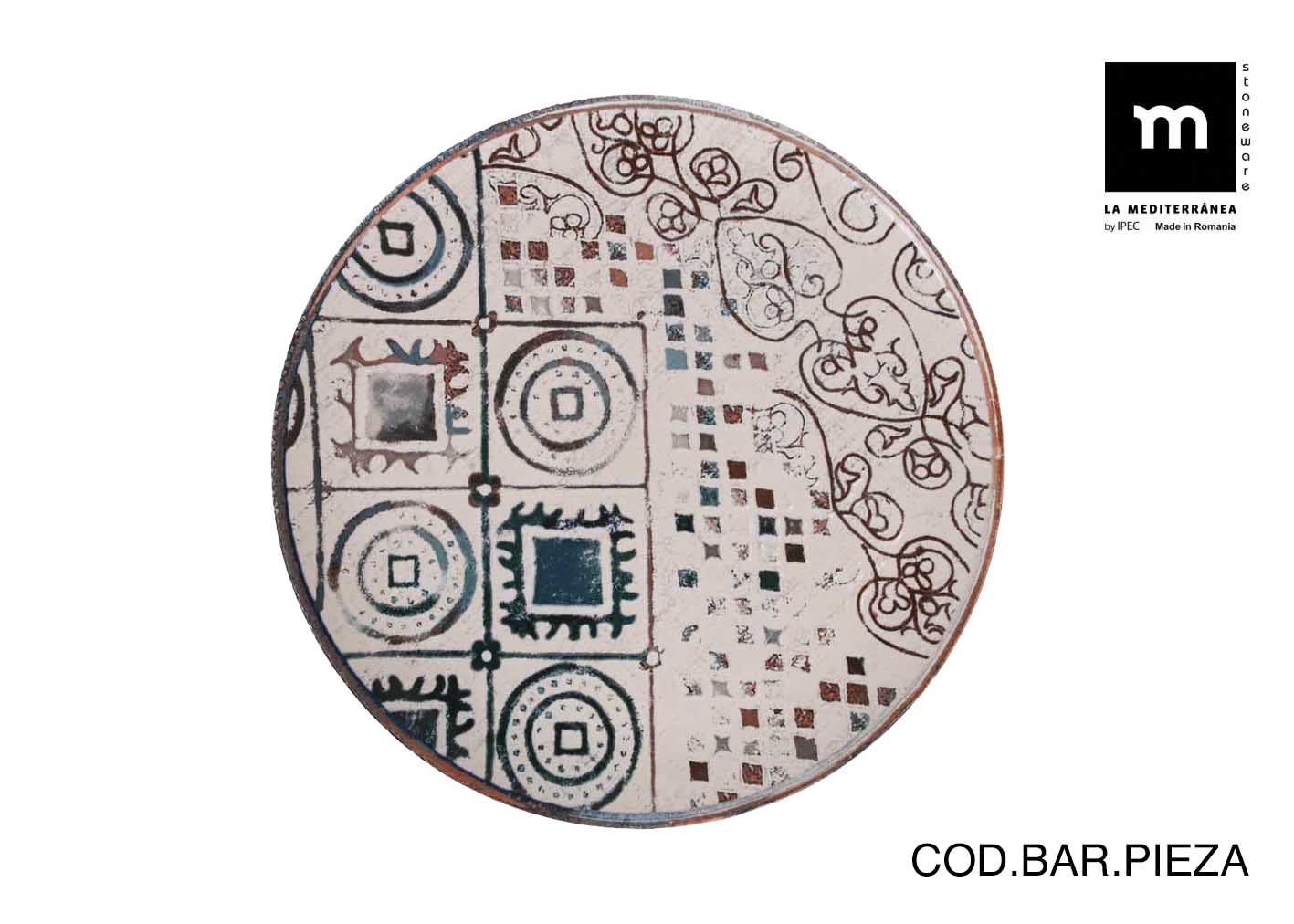 Inde Soler Hispania Farfurie pentru cina, din ceramica, Grecia Multicolor, Ø26xH2 cm