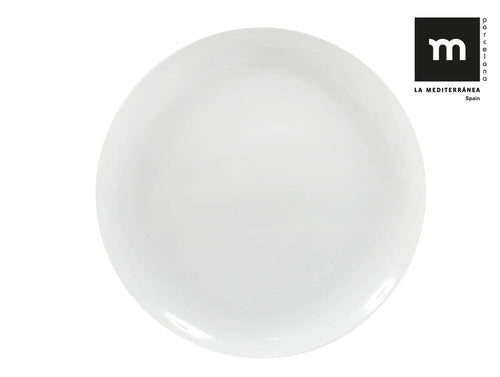 Inde Soler Hispania Farfurie pentru cina, din portelan, Mobius Alb, Ø27xH3 cm