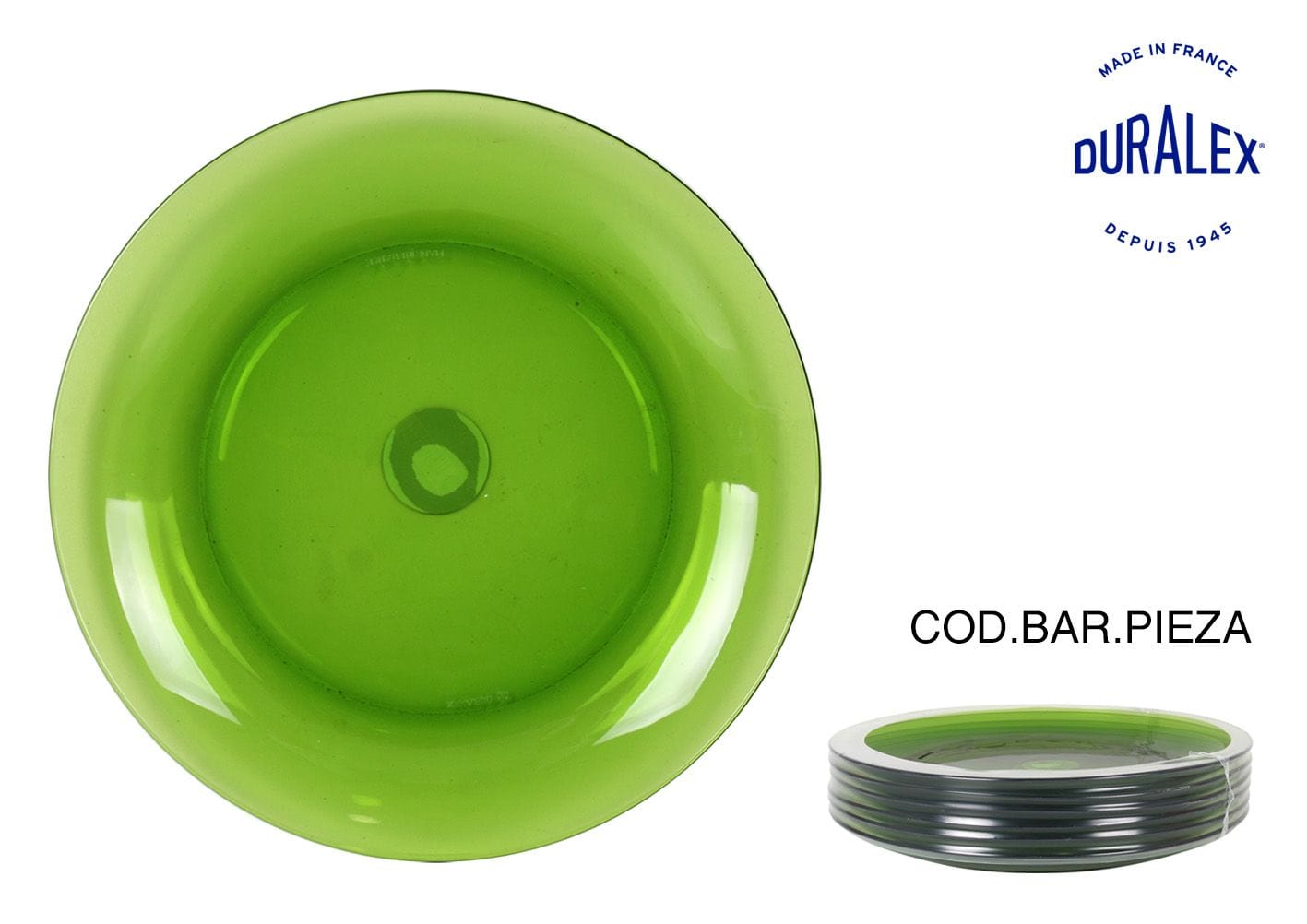 Inde Soler Hispania Farfurie pentru cina, din sticla, Lys Verde, Ø23.5xH2.2 cm