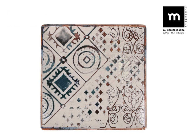 Inde Soler Hispania Farfurie pentru desert, din ceramica, Grecia Multicolor, L18xl18xH2 cm