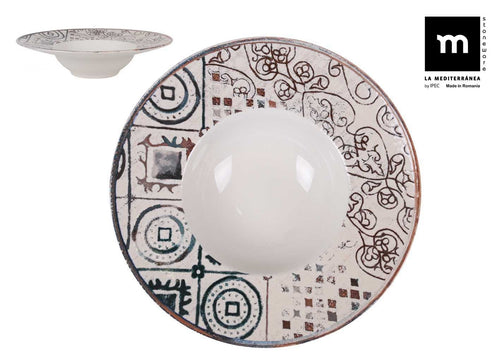Inde Soler Hispania Farfurie pentru paste, din ceramica, Grecia Multicolor, Ø28xH6,8 cm