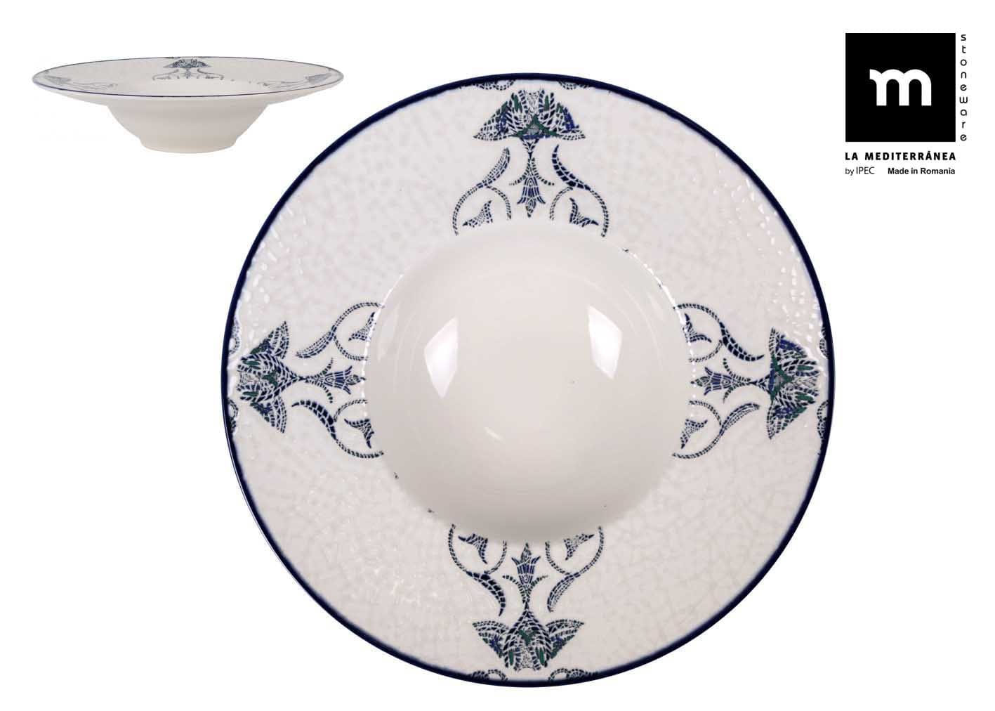 Inde Soler Hispania Farfurie pentru paste, din ceramica, Rosetta Multicolor, Ø28xH6,8 cm