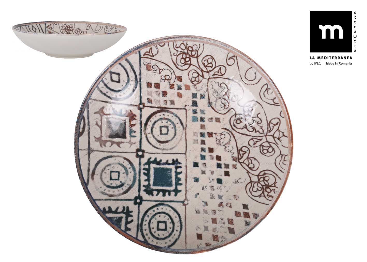 Farfurie pentru supa, din ceramica, Grecia Multicolor, Ø21xH5,3 cm