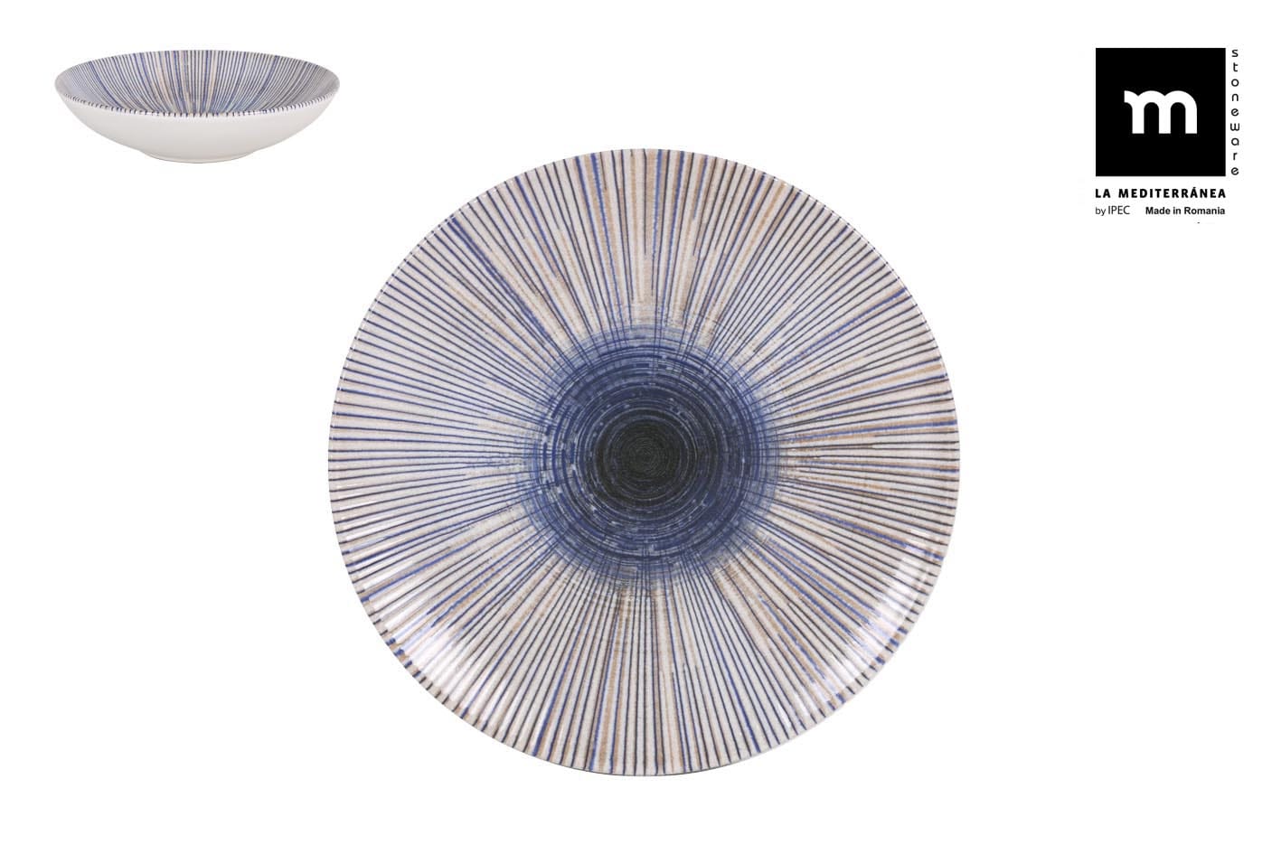 Farfurie pentru supa, din ceramica, Irys Albastru, Ø21xH5,3 cm