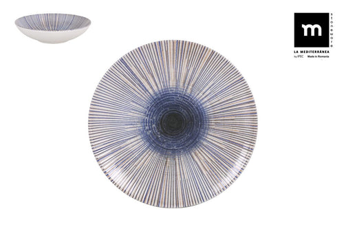 Farfurie pentru supa, din ceramica, Irys Albastru, Ø21xH5,3 cm