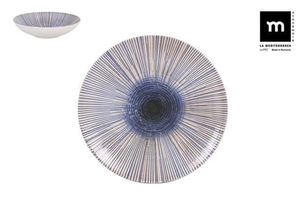 Farfurie pentru supa, din ceramica, Irys Albastru, Ø21xH5,3 cm