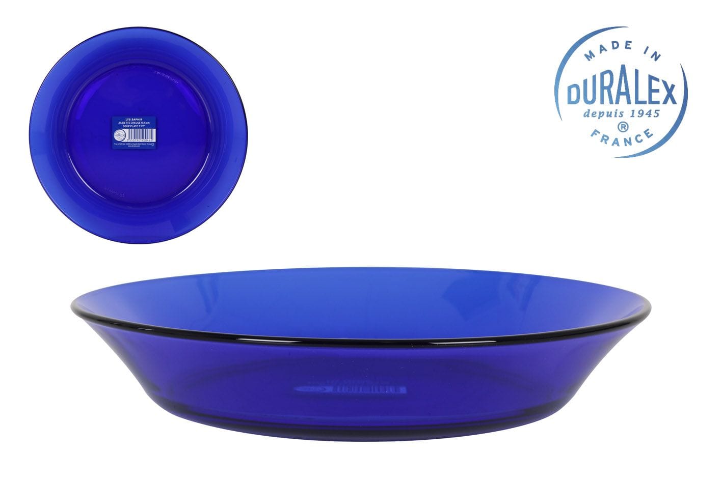 Inde Soler Hispania Farfurie pentru supa, din sticla, Saphir Albastru, Ø19.5xH3.5 cm