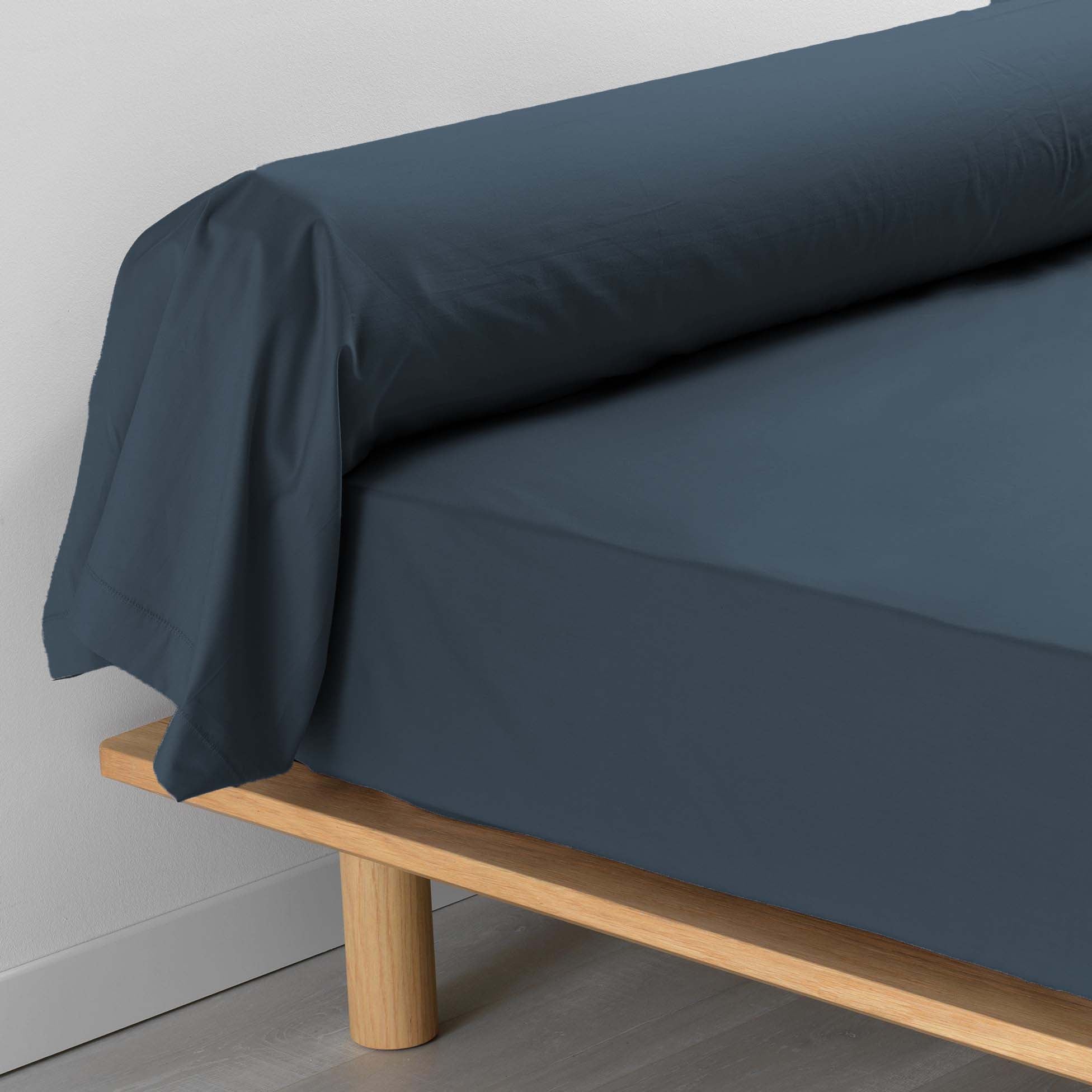 Fata de perna din bumbac, Percaline Bolster Albastru Inchis, 85 x 185 cm