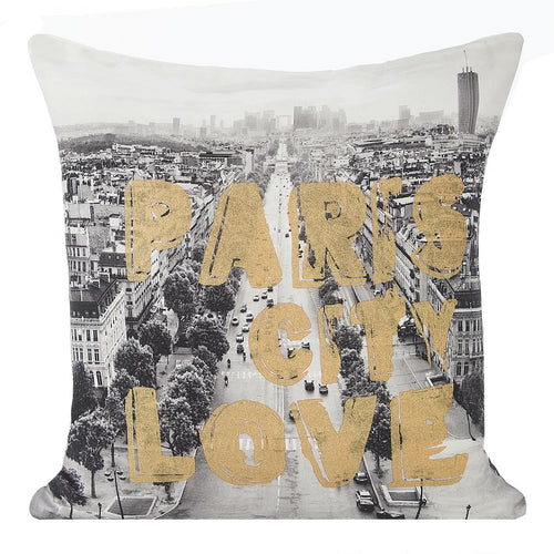 Fata perna decorativa, Paris Alb / Gri, 40 x 40 cm