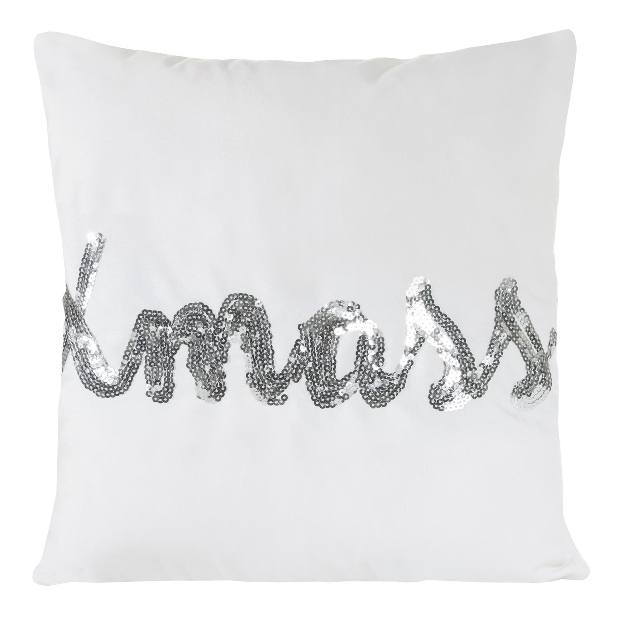 BFSummer Fata perna decorativa pentru Craciun Christ Alb / Argintiu, 40 x 40 cm