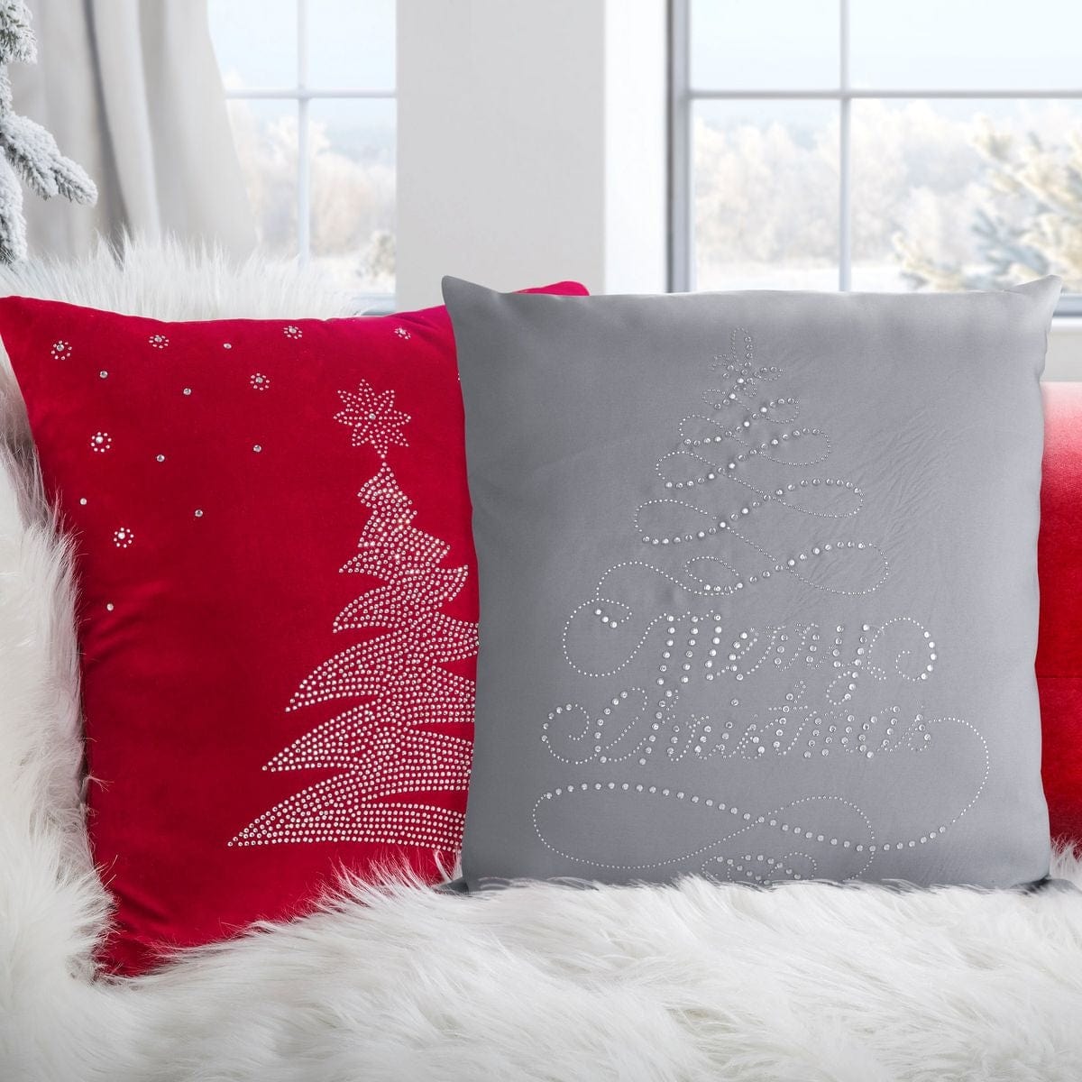 BFSummer Fata perna decorativa pentru Craciun Filaret Gri, 45 x 45 cm