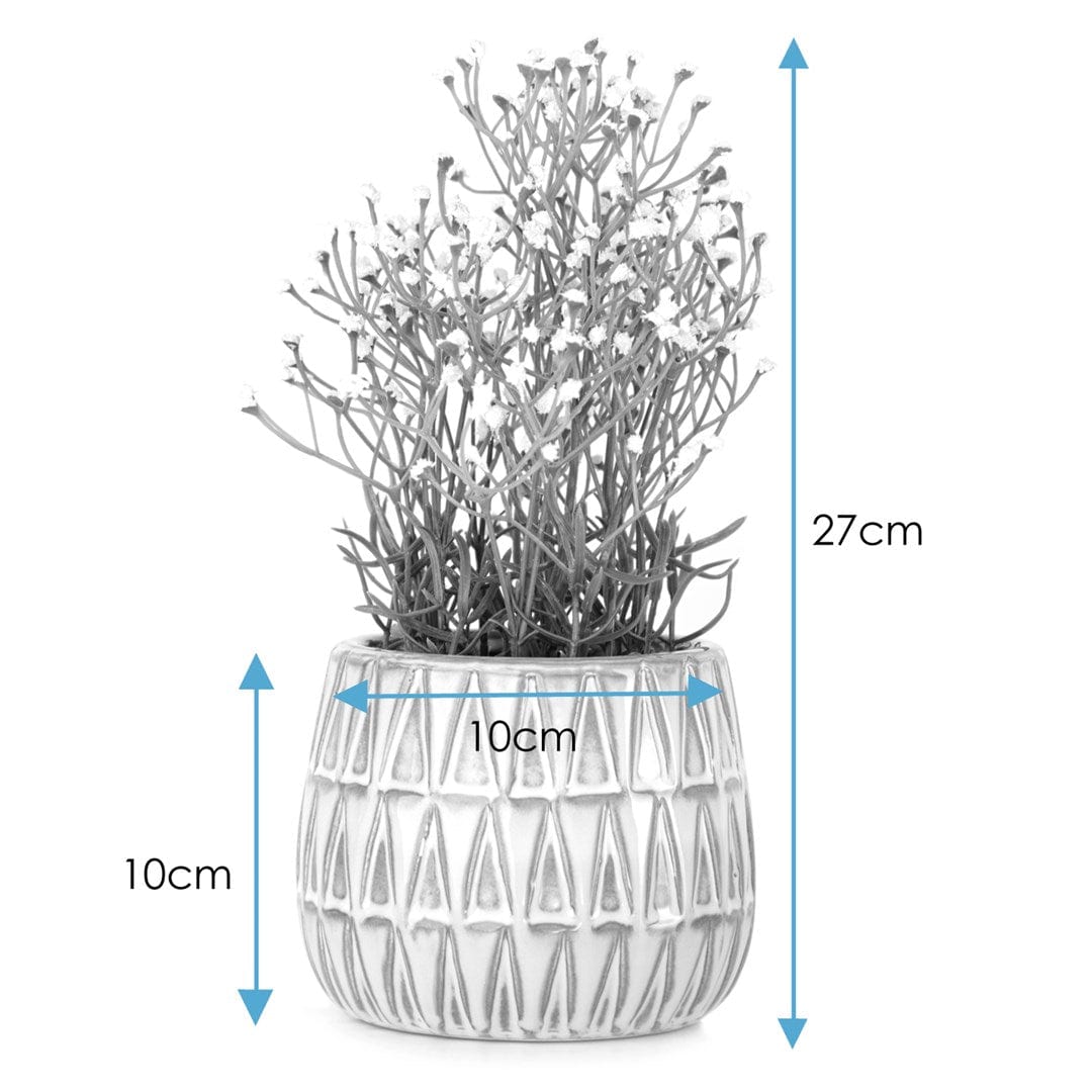 Decoking Floare artificiala in ghiveci, Babi Alb / Verde, H27 cm